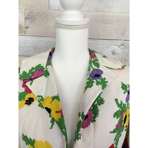 Vintage David Crystal Multicolor Floral Long Jacket Coat medium - Picture 3 of 12